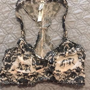Free People Black/Nude Lace Bralette